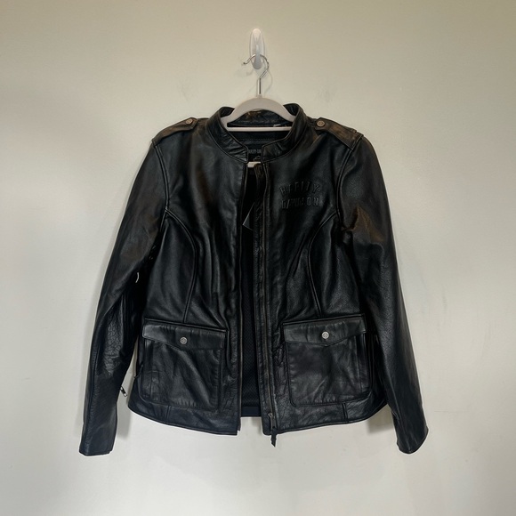 Harley-Davidson Women's Layering System 3 Captains Leather Jacket XL Black NWT